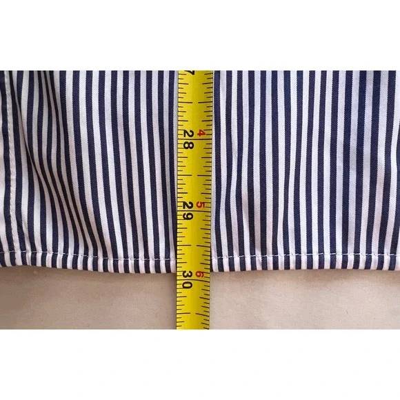 Lafayette 148 New York Womens Navy White Striped Button Down Shirt Size M - Picture 11 of 11